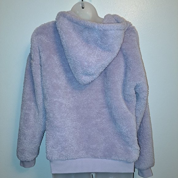 LUKKA LUX Women's Purple Fleece Cozy Sherpa Hoodie 1/4 Button Size Small - Picture 3 of 9